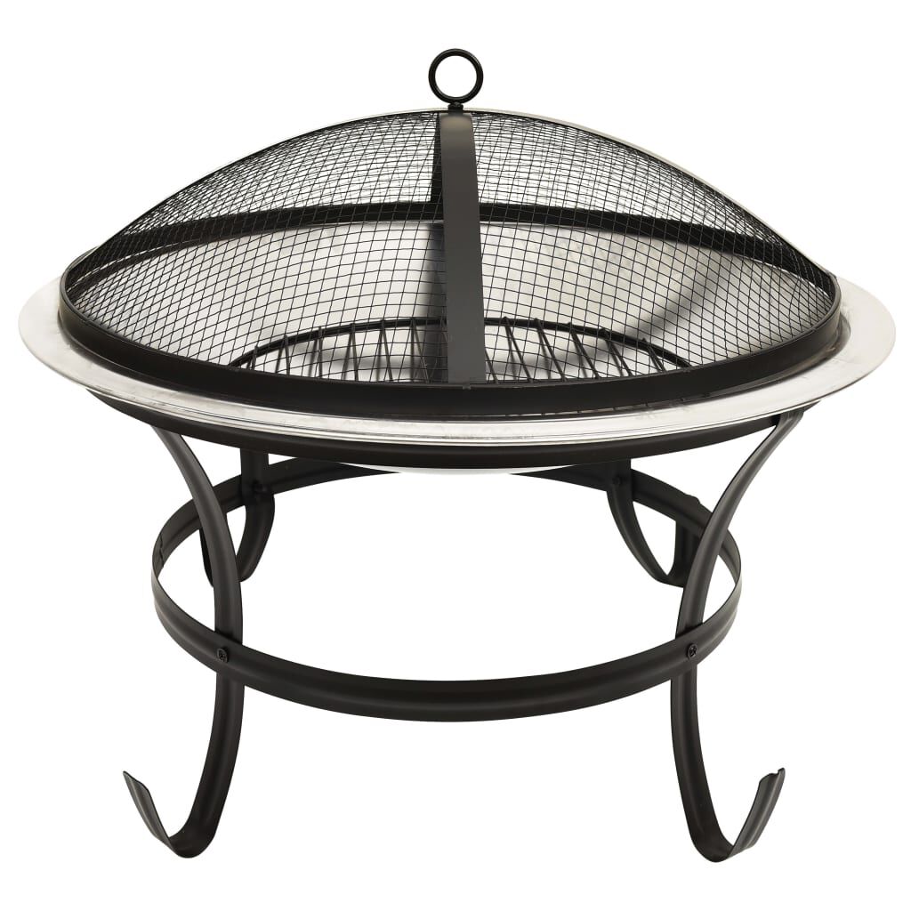 22-inch Outdoor Patio Stainless Steel Fire Pit Bowl BBQ Grill for Backyard, Camping, Picnic - justforyoushopping23