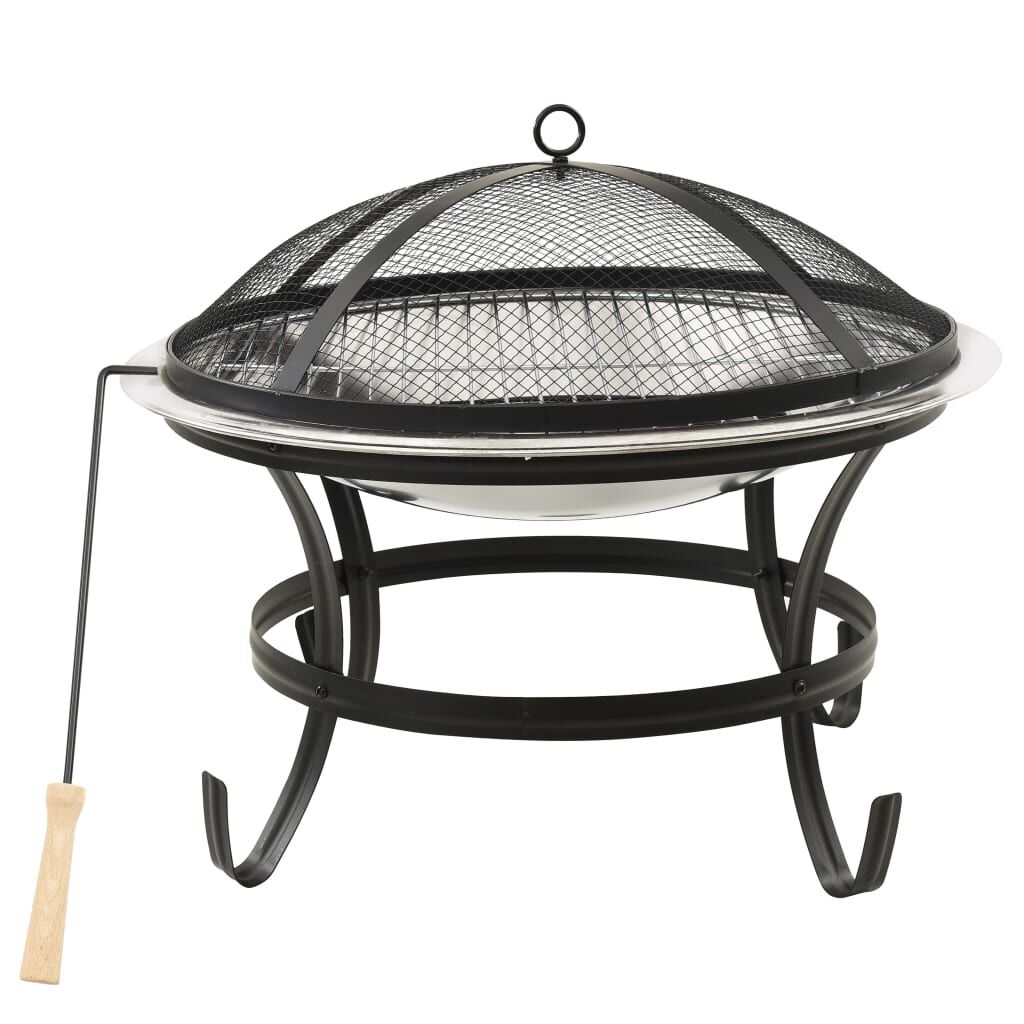 22-inch Outdoor Patio Stainless Steel Fire Pit Bowl BBQ Grill for Backyard, Camping, Picnic - justforyoushopping23