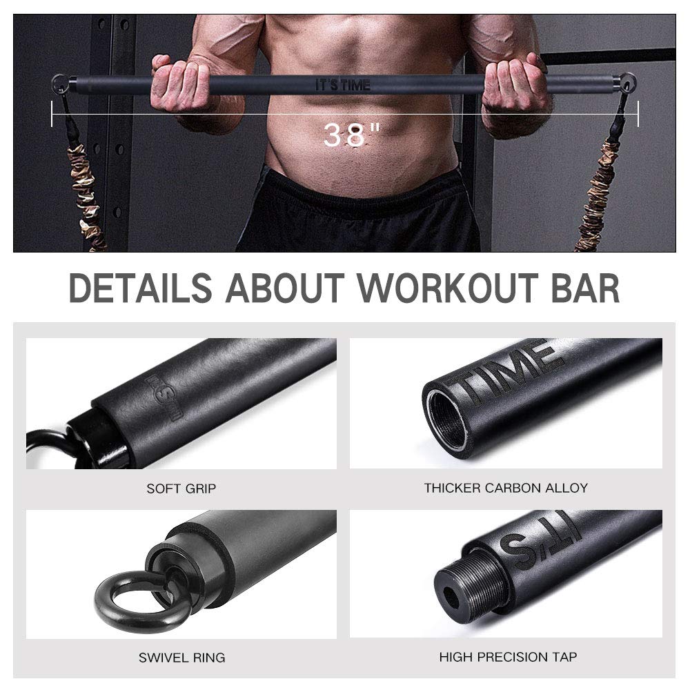 INNSTAR Removable Fitness Bar Bench Press Workout Bar Resistance Band - justforyoushopping23
