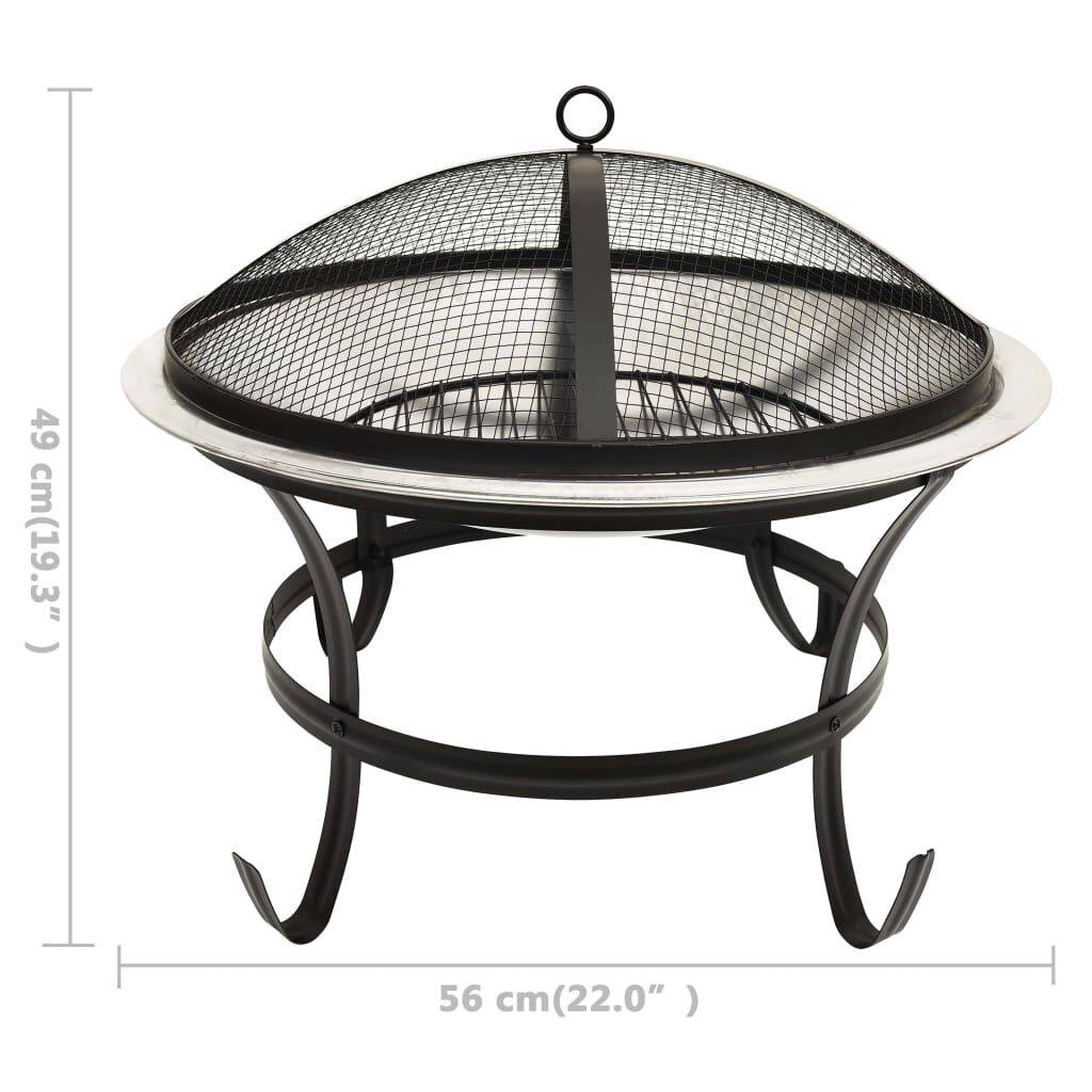 22-inch Outdoor Patio Stainless Steel Fire Pit Bowl BBQ Grill for Backyard, Camping, Picnic - justforyoushopping23