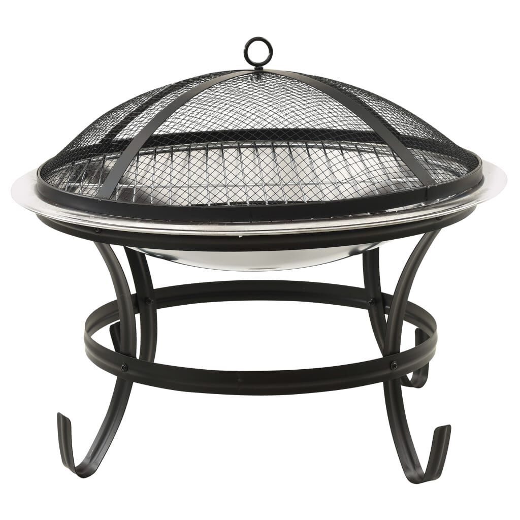 22-inch Outdoor Patio Stainless Steel Fire Pit Bowl BBQ Grill for Backyard, Camping, Picnic - justforyoushopping23