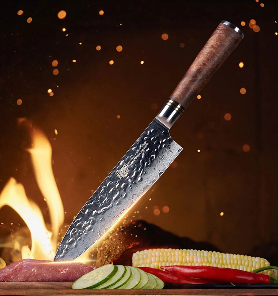 FINDKING 8 inch Sapele wood handle Damascus chef knife 67 layers Professional