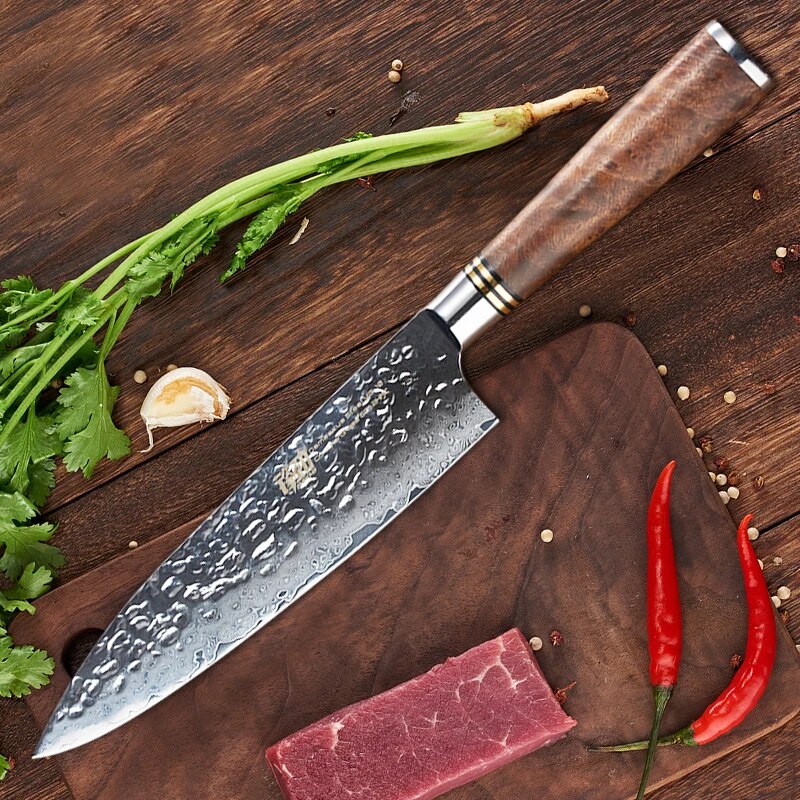 FINDKING 8 inch Sapele wood handle Damascus chef knife 67 layers Professional