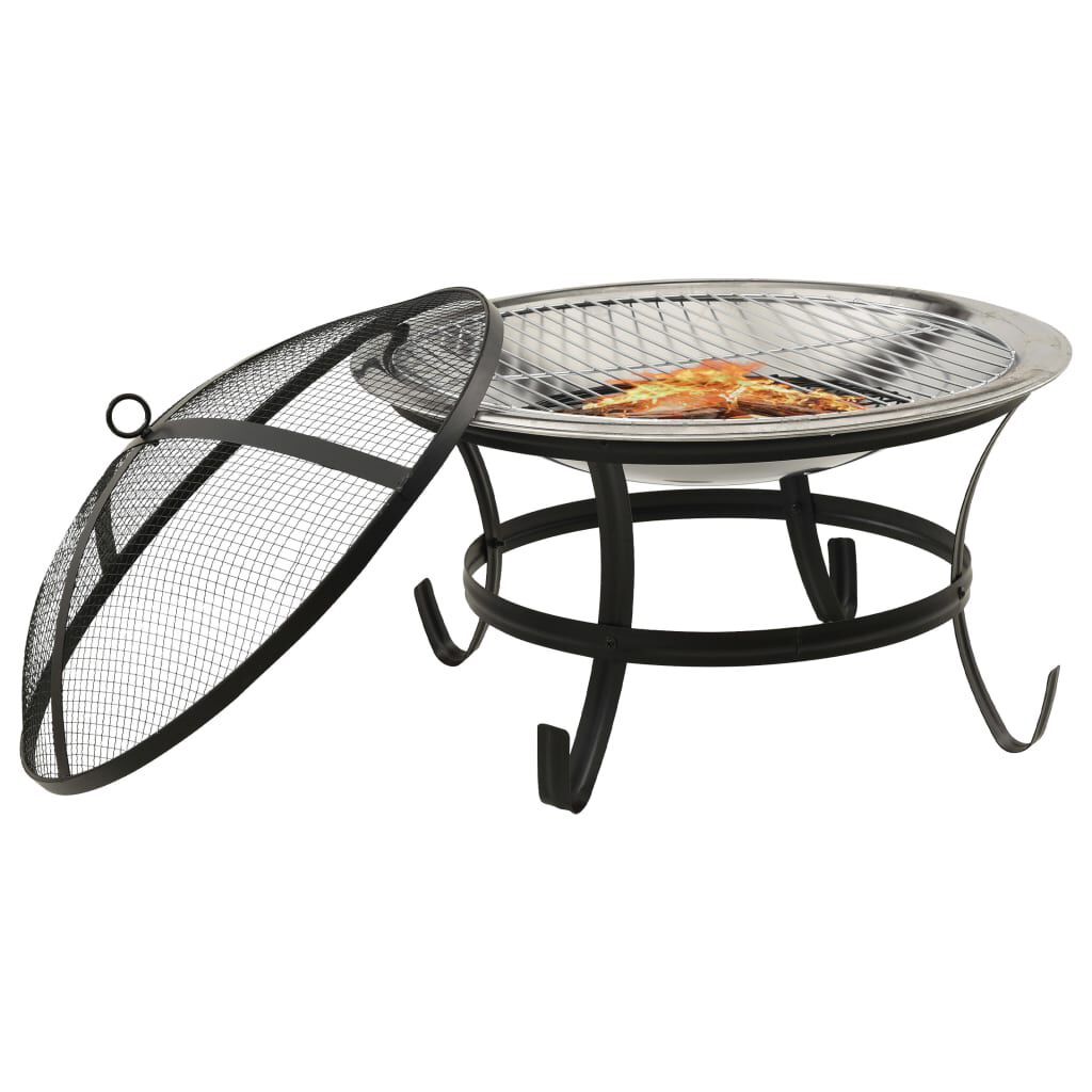 22-inch Outdoor Patio Stainless Steel Fire Pit Bowl BBQ Grill for Backyard, Camping, Picnic - justforyoushopping23