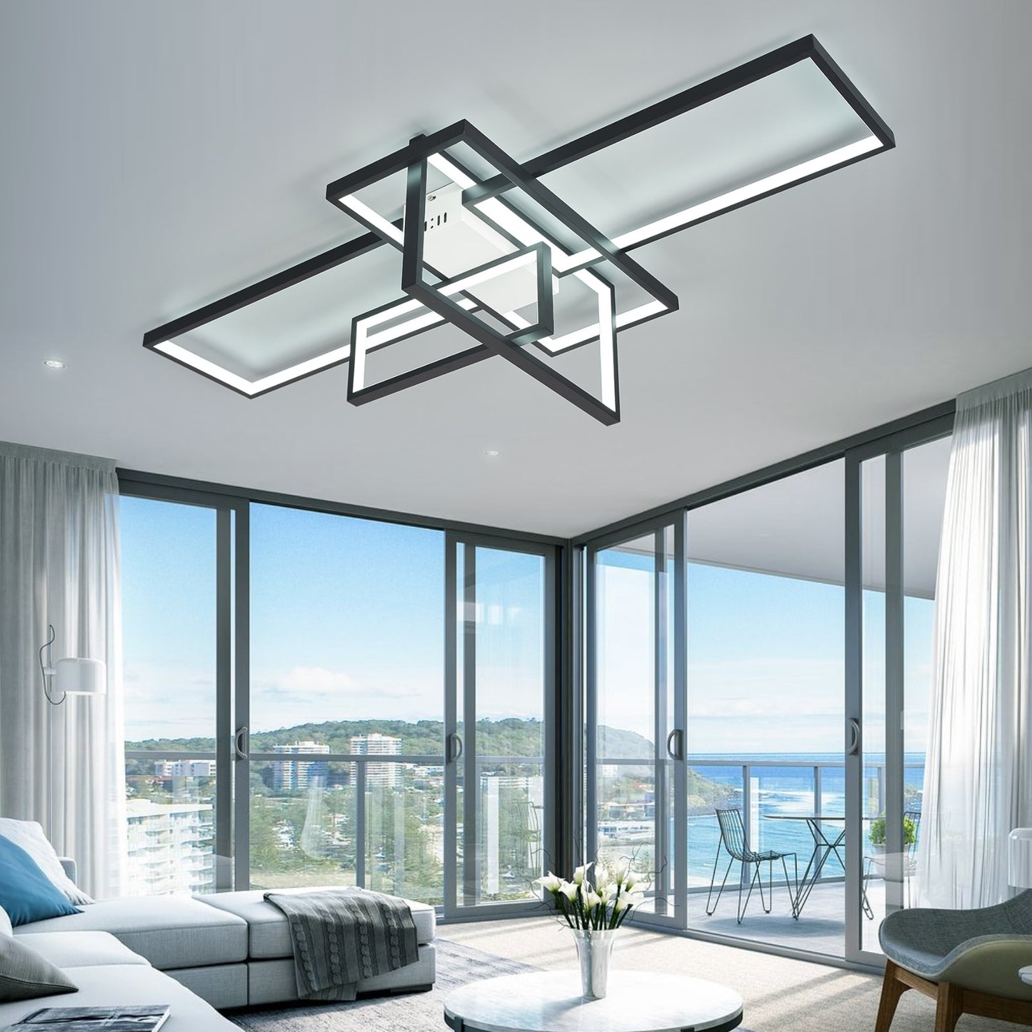 NEO Gleam Modern Led Ceiling Lights Smart Home Alexa Ceiling Lamp fixtures Gold/Black Finish - justforyoushopping23