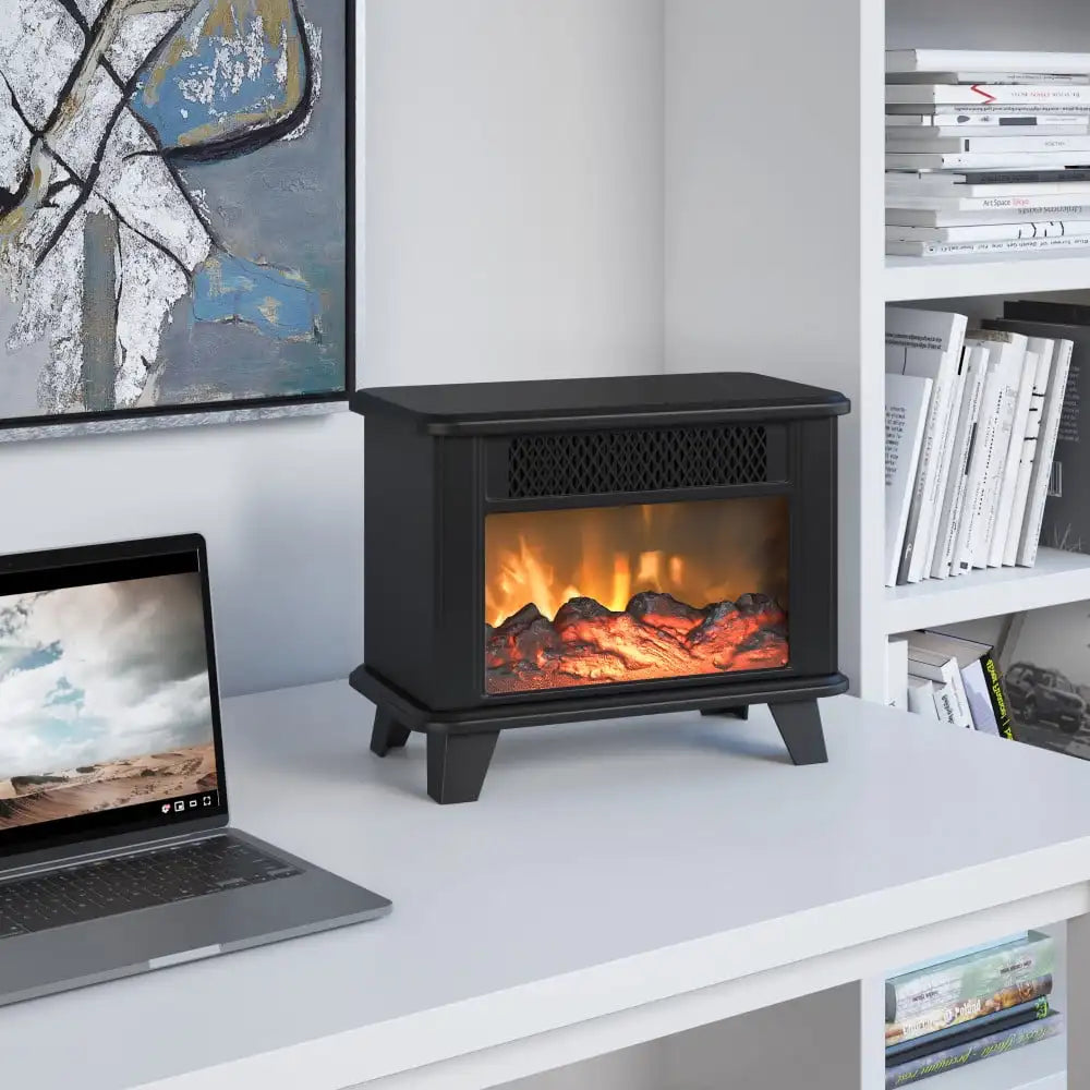 Electric Fireplace Personal Space Heater, Black stove fire place