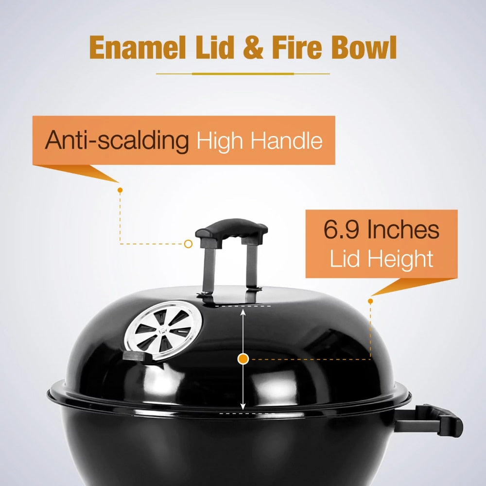 18 Inch Portable Kettle Charcoal BBQ Grill - justforyoushopping23