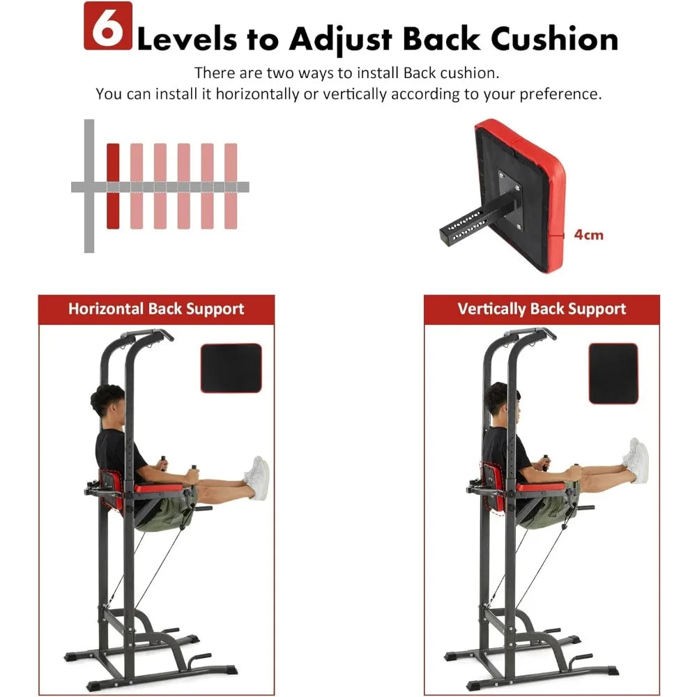 Power Tower Pull Up, Adjustable Dip Stands Multi-Function Home Gym Strength Training Fitness Equipment