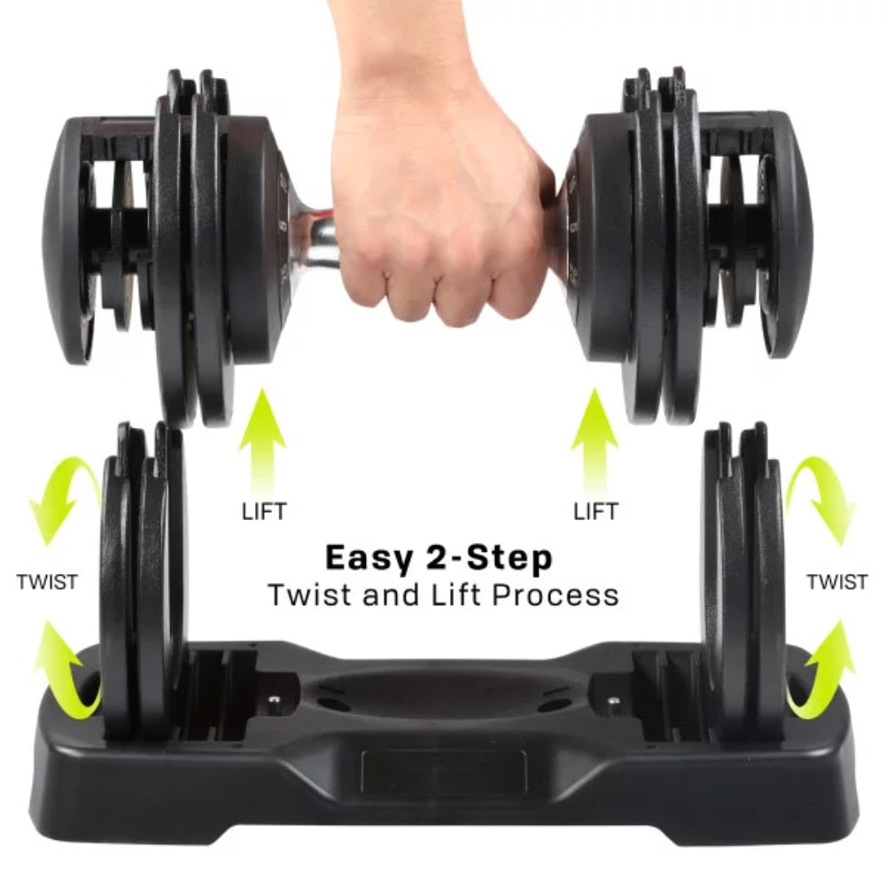 MEIZHI,11-55lb Adjustable Dumbbell, Single, Available In 25lb & 55lb Adjustable Dumbbells - justforyoushopping23