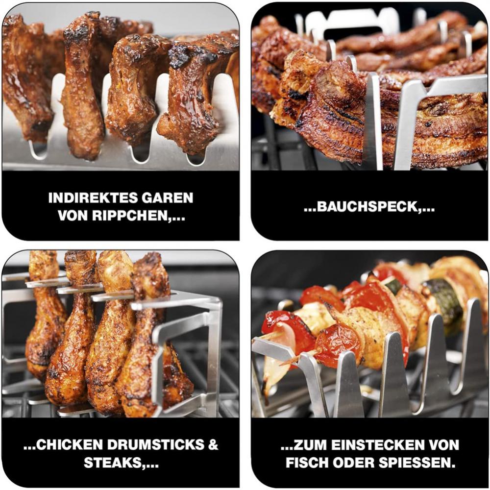 BBQ Grill Rack Stainless Steel Grill Stand - justforyoushopping23