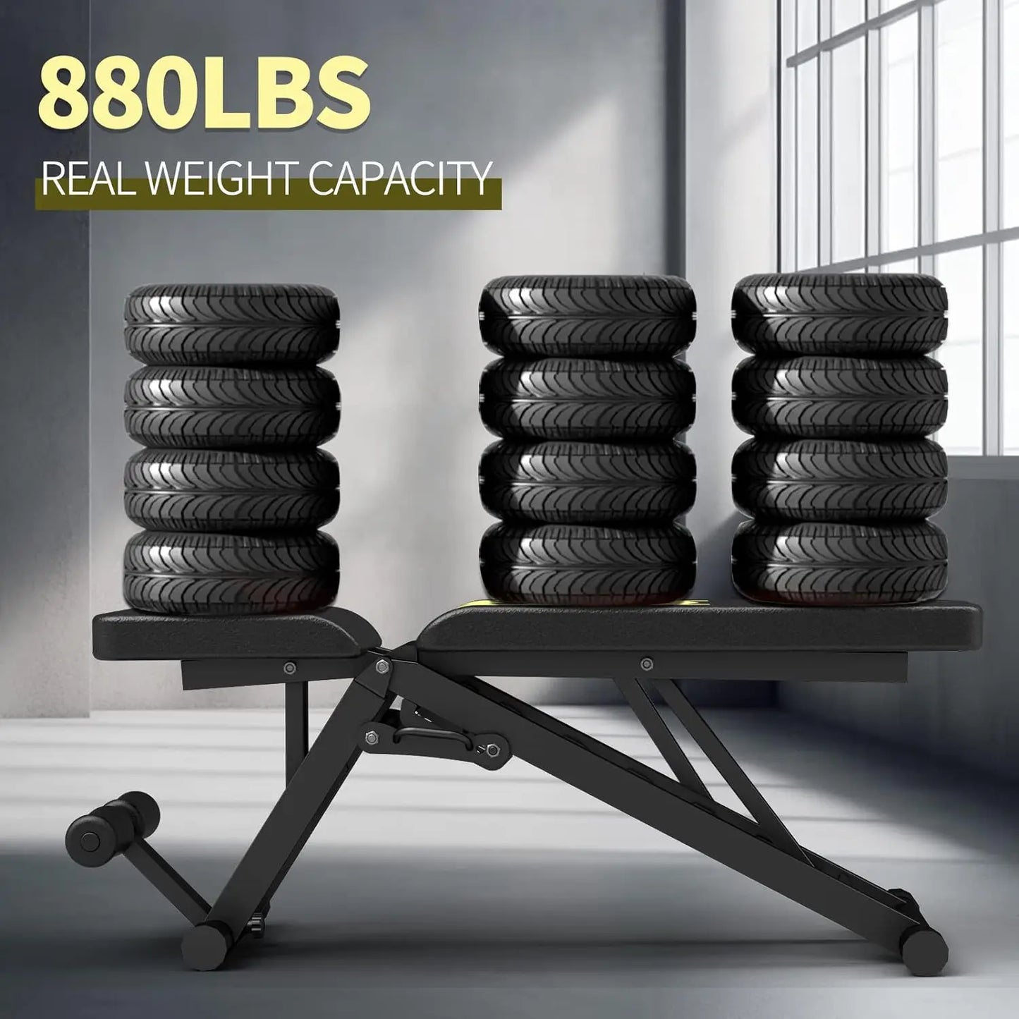 Weight Bench, Strength Training Benches for Full Body Workout, 880 Pounds Capacity Foldable Incline