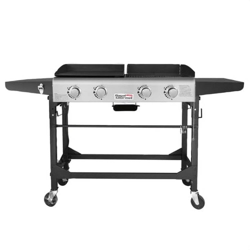 Royal Gourmet 4-Burner GD401 Portable Flat Top Gas Grill and Griddle Combo with Folding Legs - justforyoushopping23