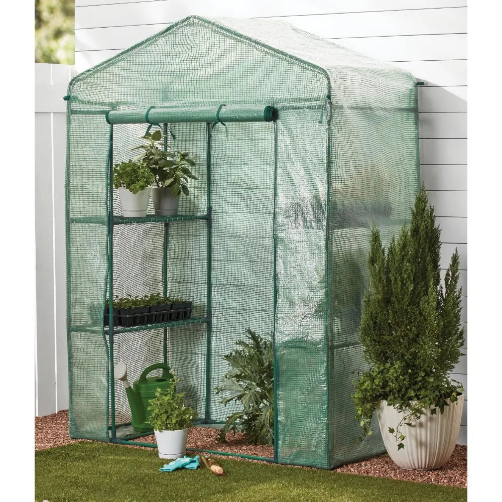 Expert Gardener Walk-In Greenhouse Stackable Waterproof UV Protection with Zippered Roll-Up Door