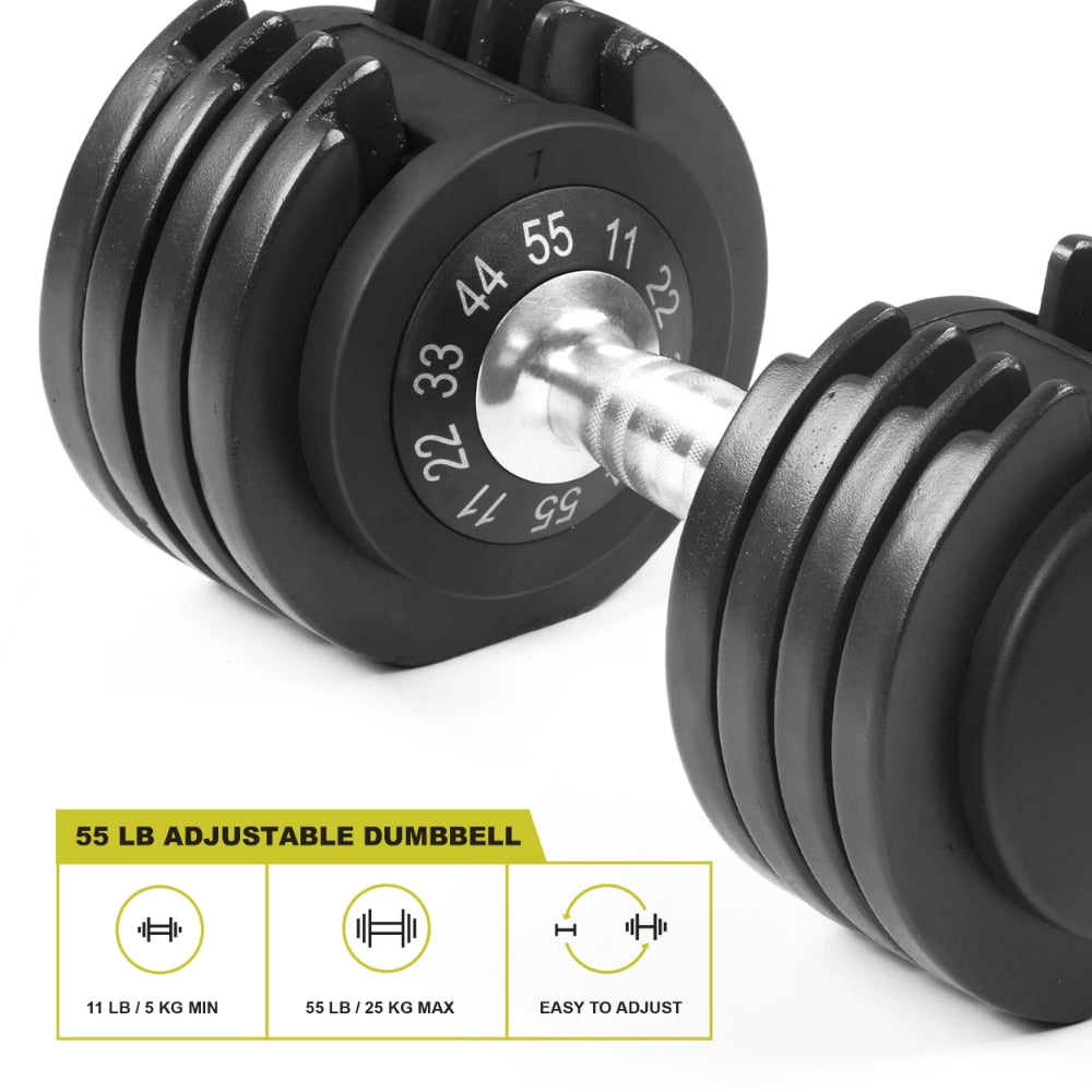 MEIZHI,11-55lb Adjustable Dumbbell, Single, Available In 25lb & 55lb Adjustable Dumbbells - justforyoushopping23