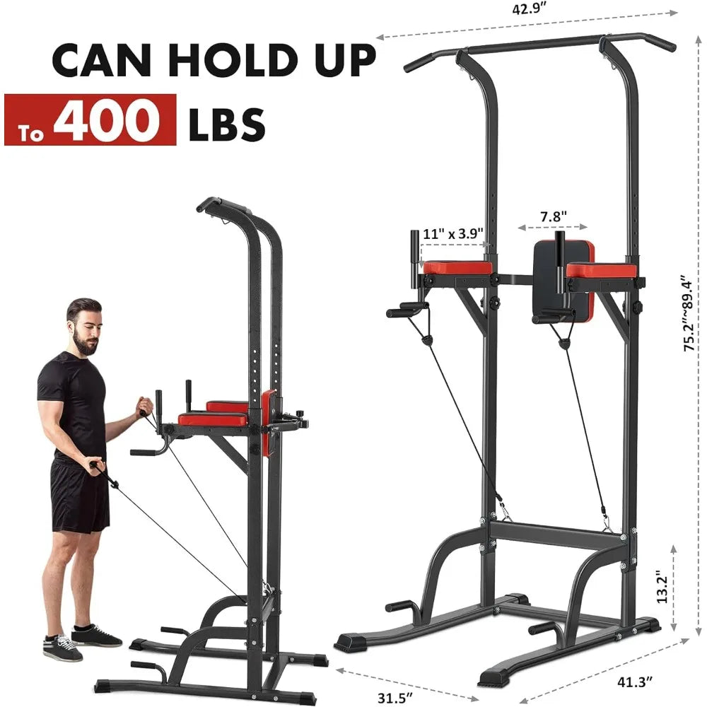 Power Tower Pull Up, Adjustable Dip Stands Multi-Function Home Gym Strength Training Fitness Equipment