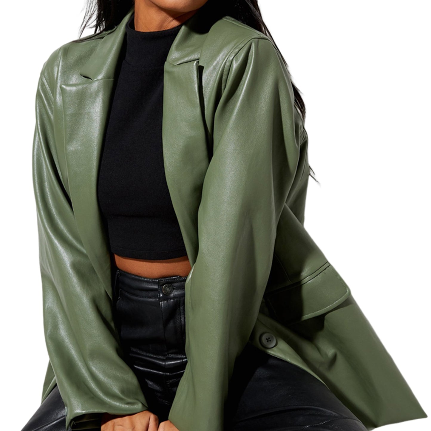 Ladies Jackets PU Leather Y2K Women Button Down Jackets - justforyoushopping23
