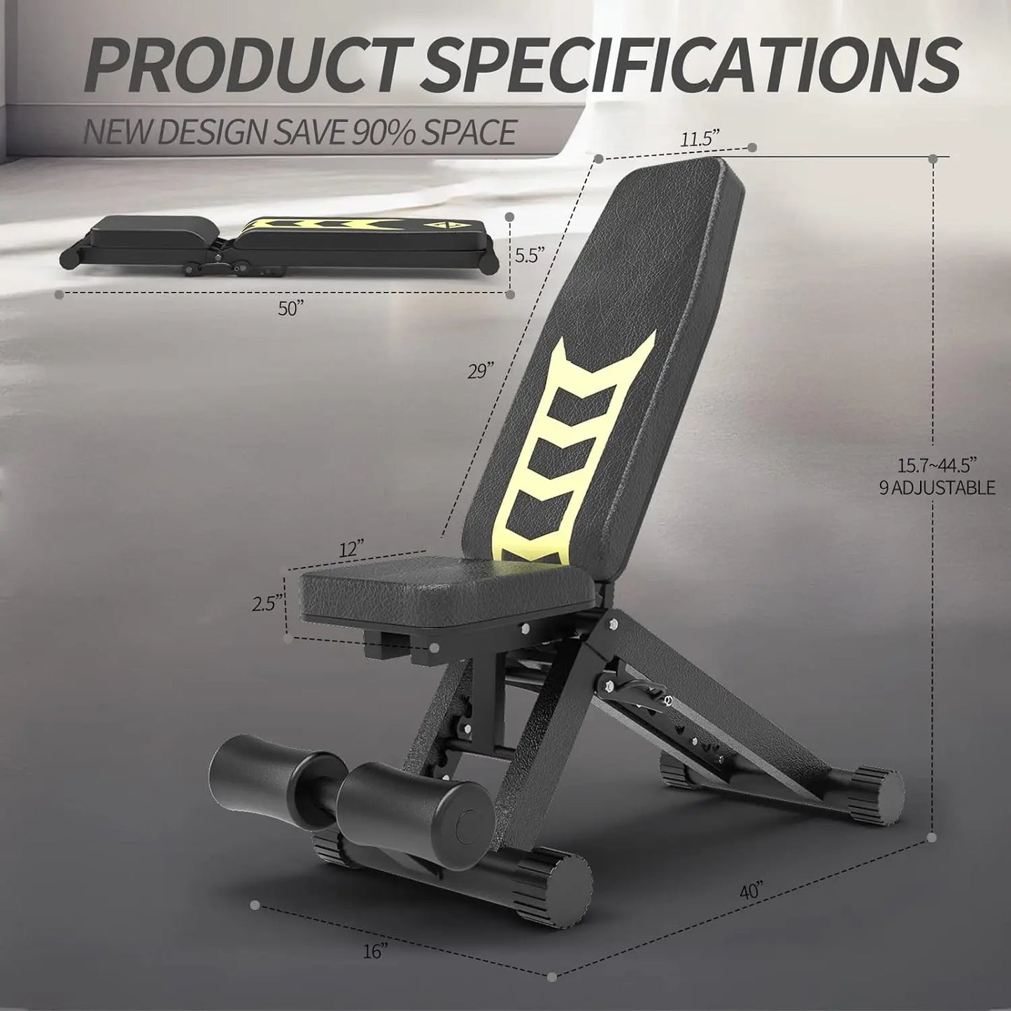 Weight Bench, Strength Training Benches for Full Body Workout, 880 Pounds Capacity Foldable Incline