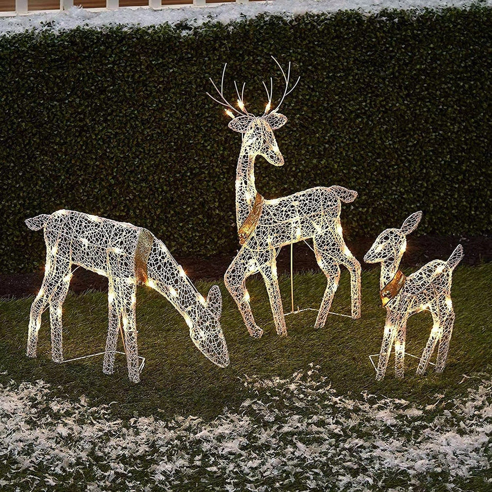 3pcs 2D Deer Christmas Decor LED Light - justforyoushopping23