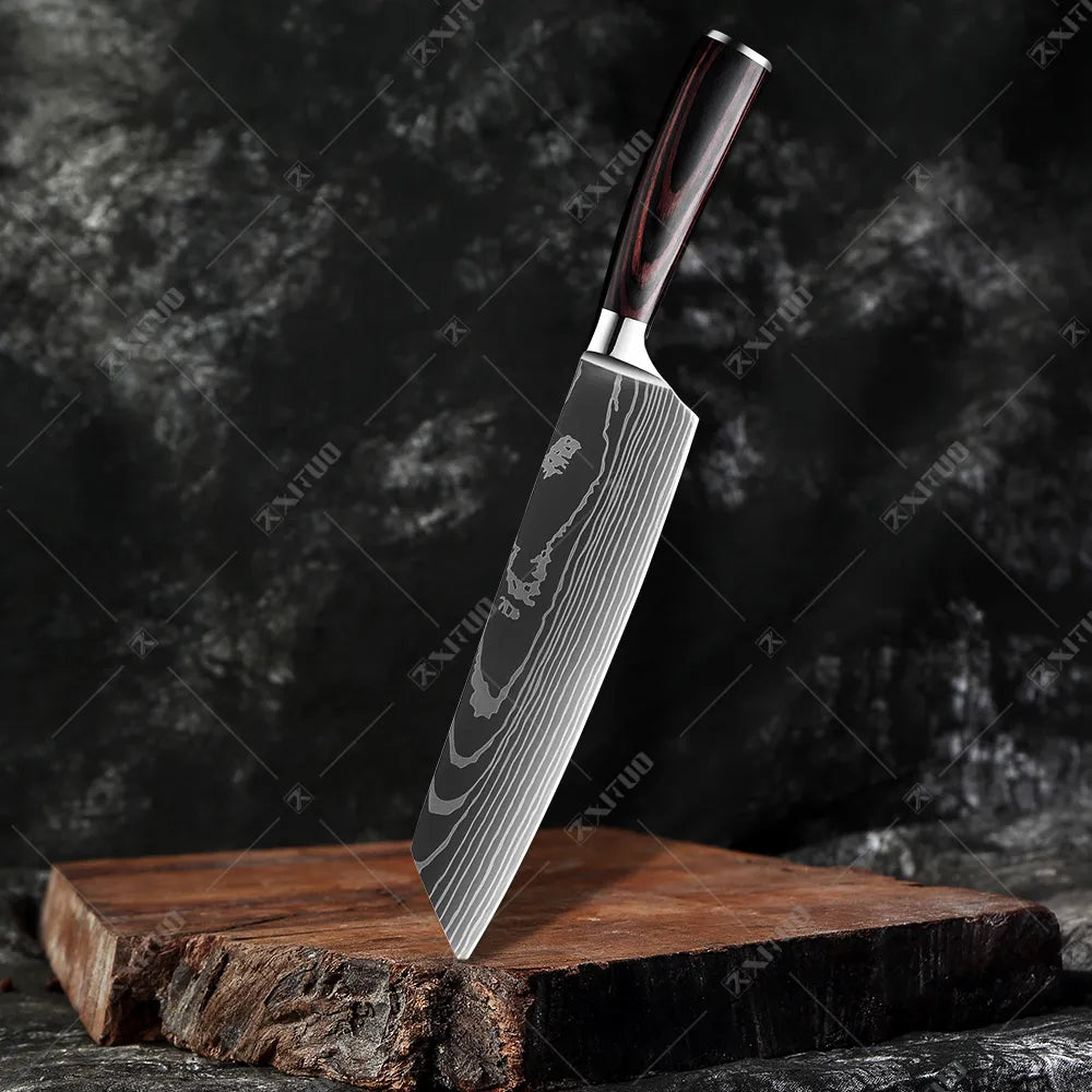 High Quality Kitchen Knife Laser Damascus Stainless Steel