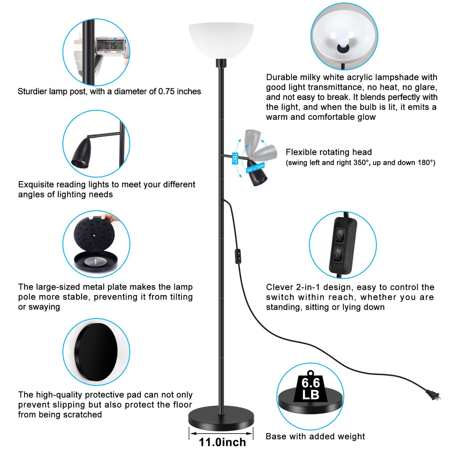 Nordic Floor Lamp Creative Fashion Metal LED 350° - justforyoushopping23