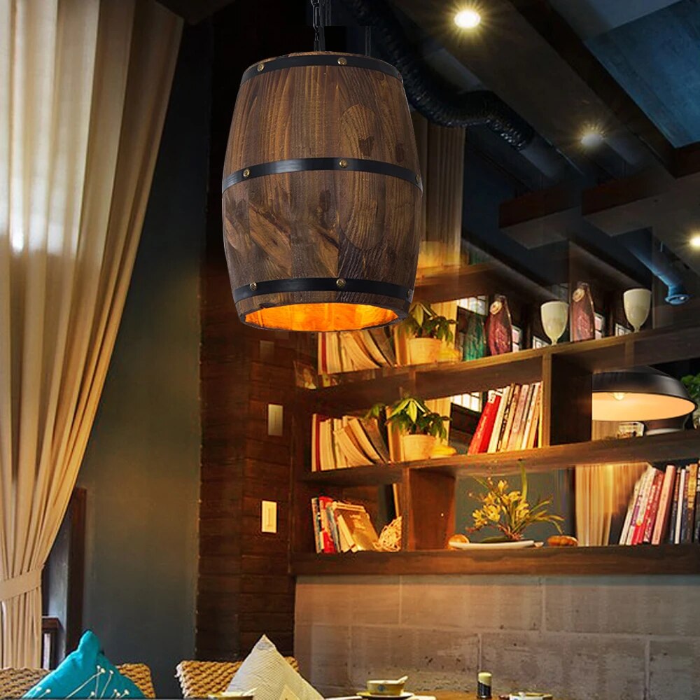 Retro Wine Barrel Pendant Light
