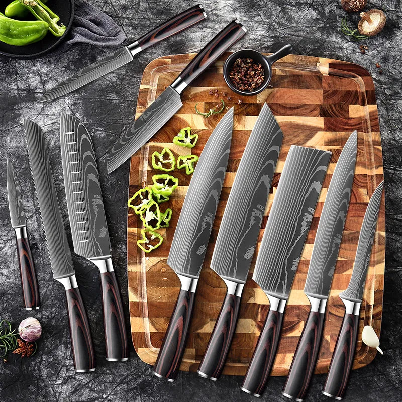 High Quality Kitchen Knife Laser Damascus Stainless Steel