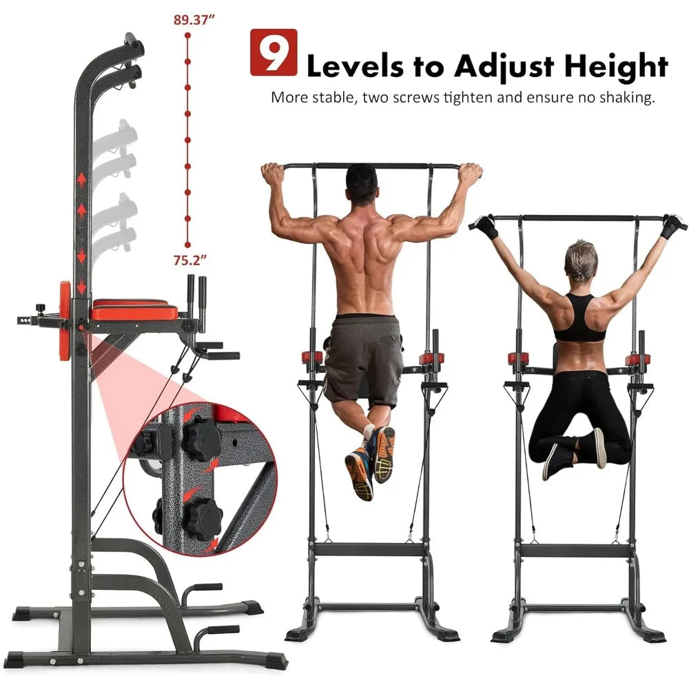 Power Tower Pull Up, Adjustable Dip Stands Multi-Function Home Gym Strength Training Fitness Equipment