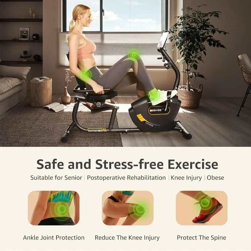 Recumbent Exercise Bike for Adults Seniors - Indoor Magnetic Cycling Fitness Equipment