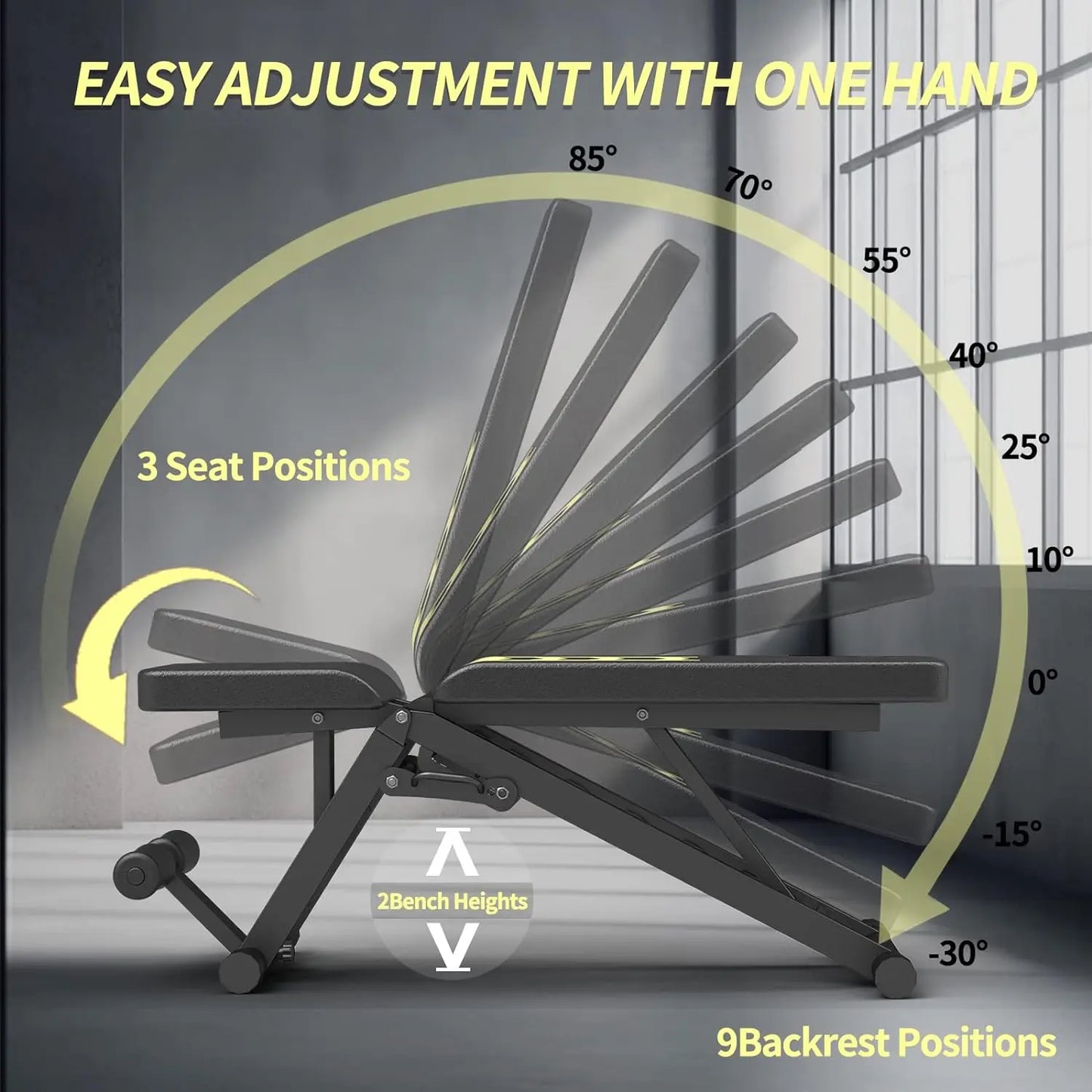 Weight Bench, Strength Training Benches for Full Body Workout, 880 Pounds Capacity Foldable Incline