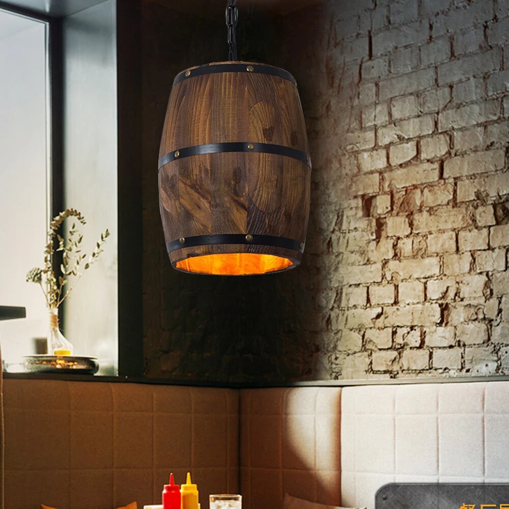 Retro Wine Barrel Pendant Light