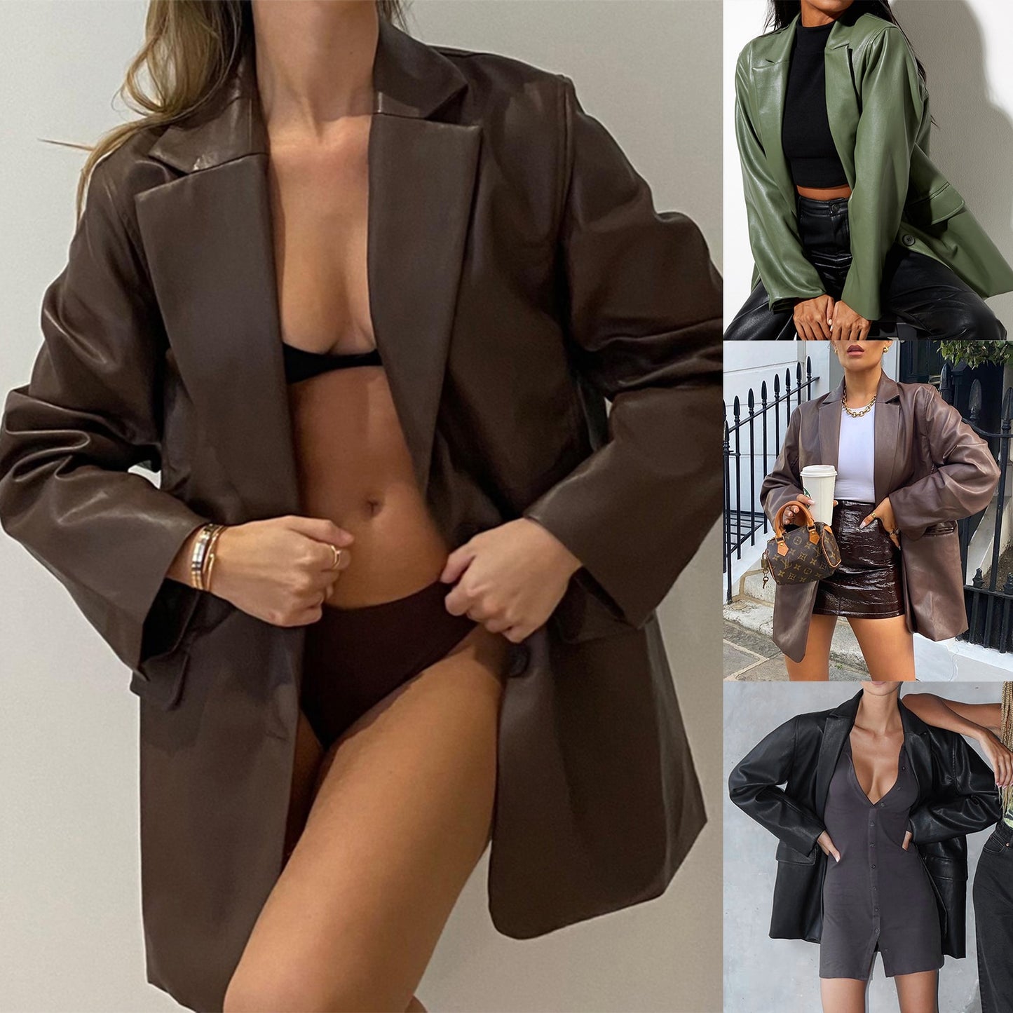 Ladies Jackets PU Leather Y2K Women Button Down Jackets - justforyoushopping23