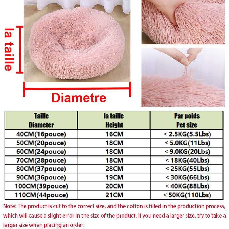 Super Soft Pet Bed Kennel Round Warm Sleep Bag Long Plush - justforyoushopping23