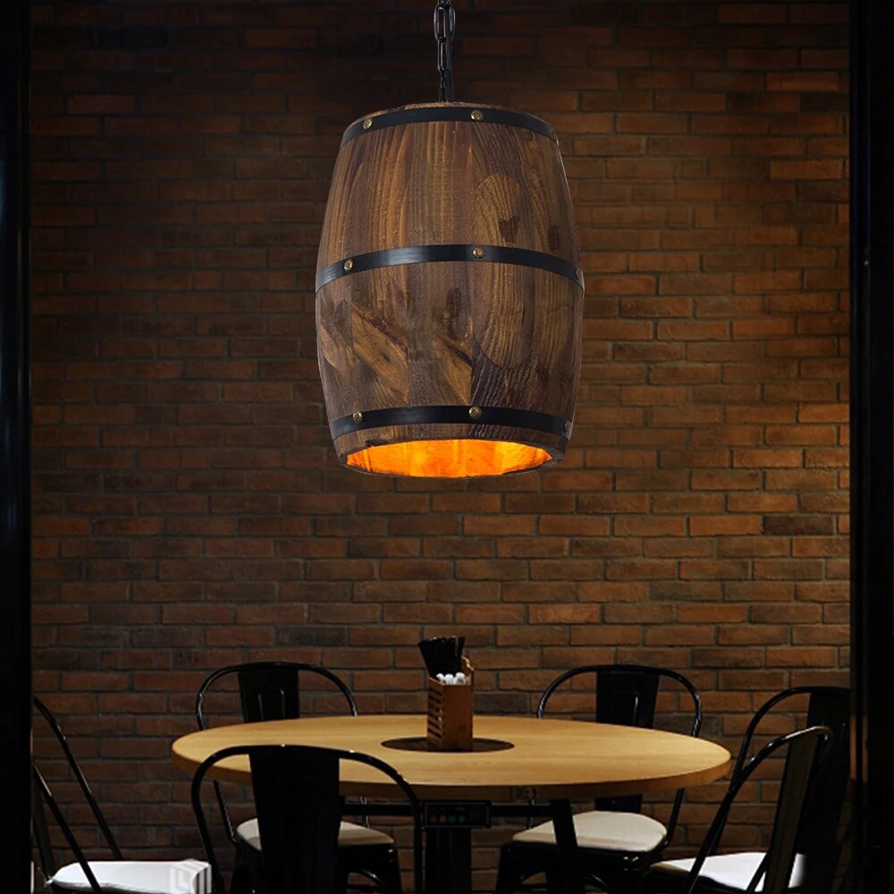 Retro Wine Barrel Pendant Light