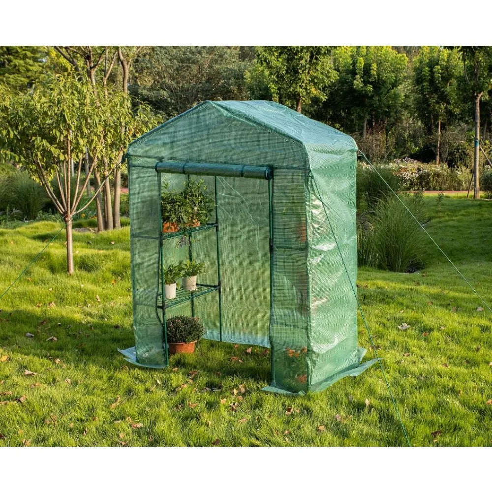 Expert Gardener Walk-In Greenhouse Stackable Waterproof UV Protection with Zippered Roll-Up Door