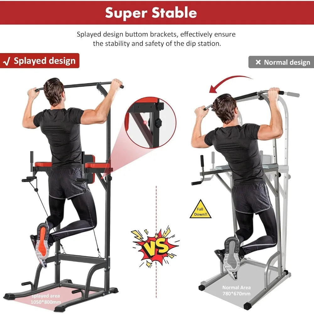 Power Tower Pull Up, Adjustable Dip Stands Multi-Function Home Gym Strength Training Fitness Equipment