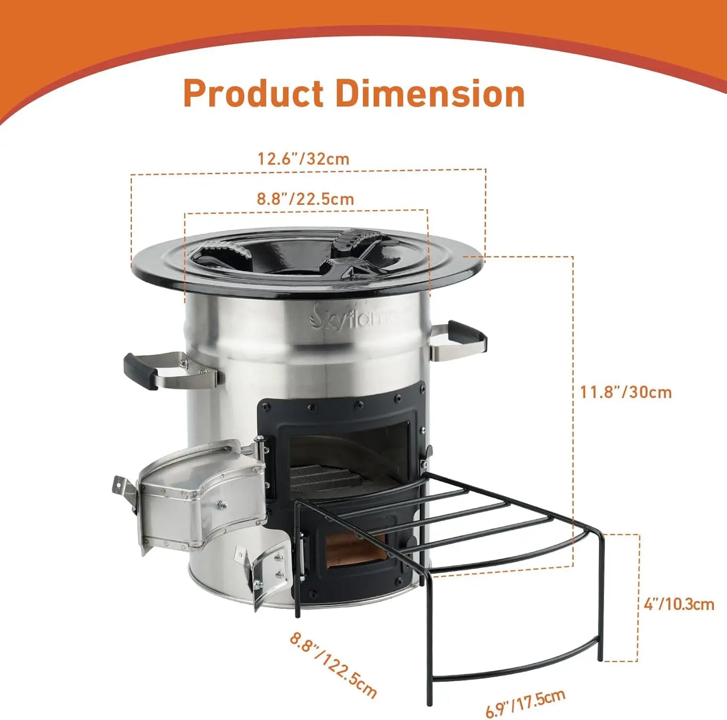 Camping Rocket Stove, Stainless Steel Wood Burning Stove Portable Camping Gear for Outdoor Backpacking Emergency RV Survival