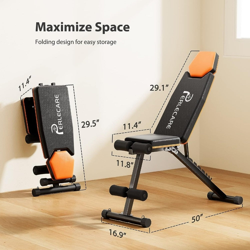 PERLECARE Adjustable Weight Bench for Incline and Decline Workouts - justforyoushopping23