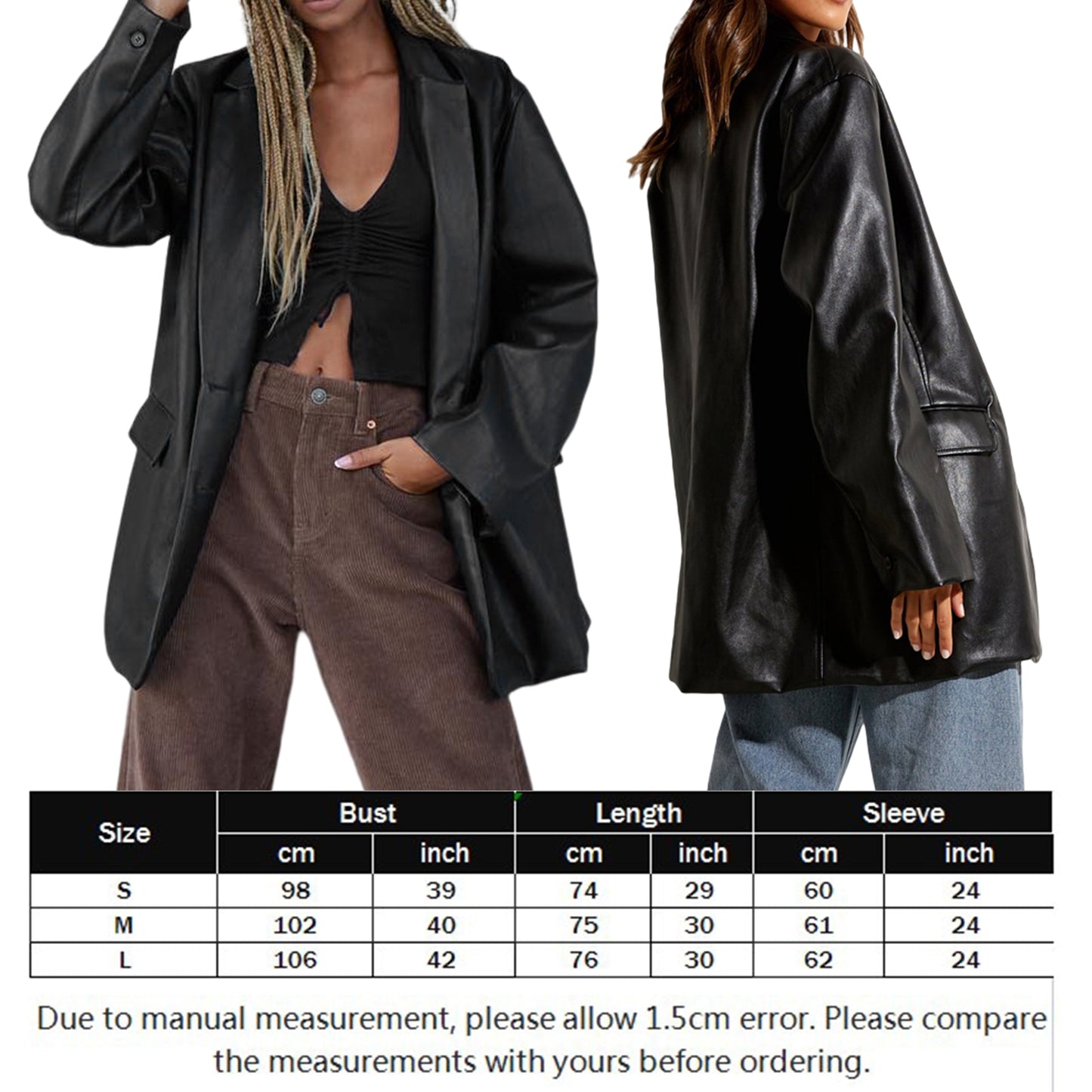 Ladies Jackets PU Leather Y2K Women Button Down Jackets - justforyoushopping23