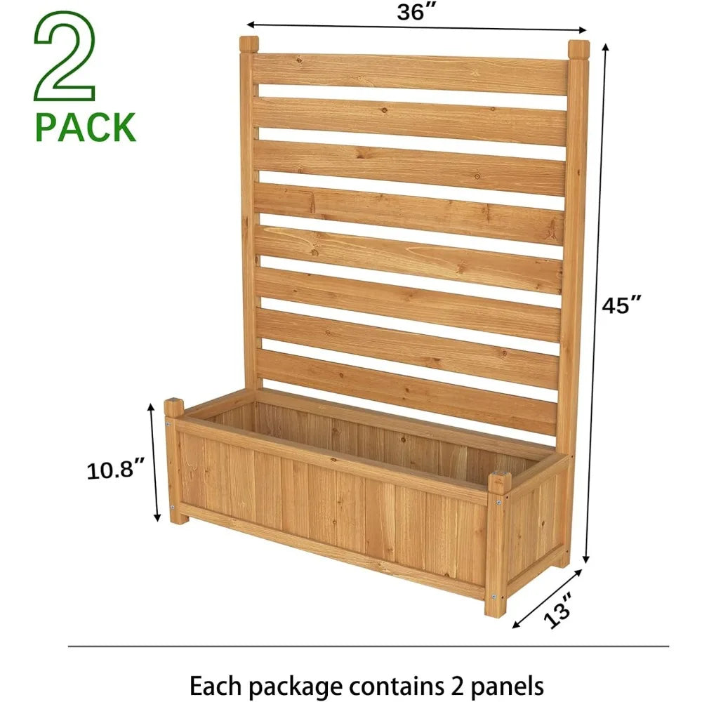 Air Conditioner Fence Outdoor Wood Privacy Screen with Planter Box for Trash Can Pool Equipment No-Dig Kit 36"W x 45"H 2 Panels)