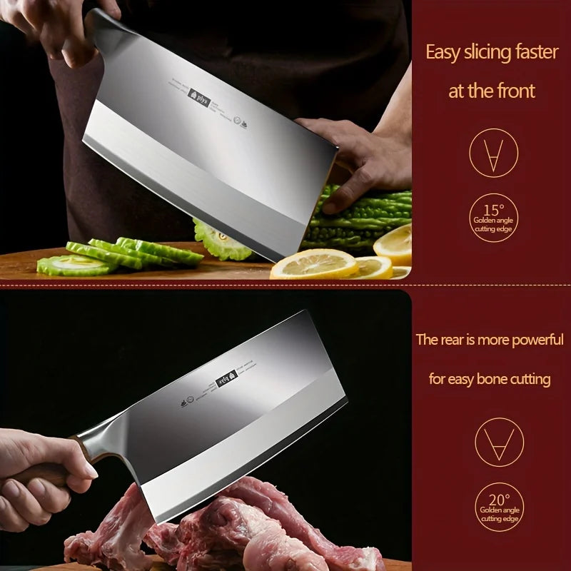 Meat Cleaver Knife 9CR18 Stainless Steel Ultra Sharp Meat Slicing Knife Household Kitchen Chopping and Mincing Kitchen Knife