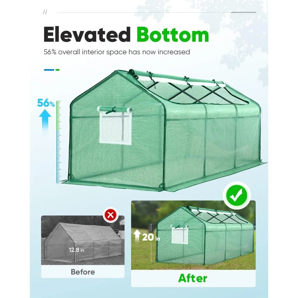 Portable Mini Greenhouse UV-Resistant Hot House for Indoor Outdoor Gaden, Plus 50 T-Shaped Plant Tag, 71" x 36" x 36" (Green)