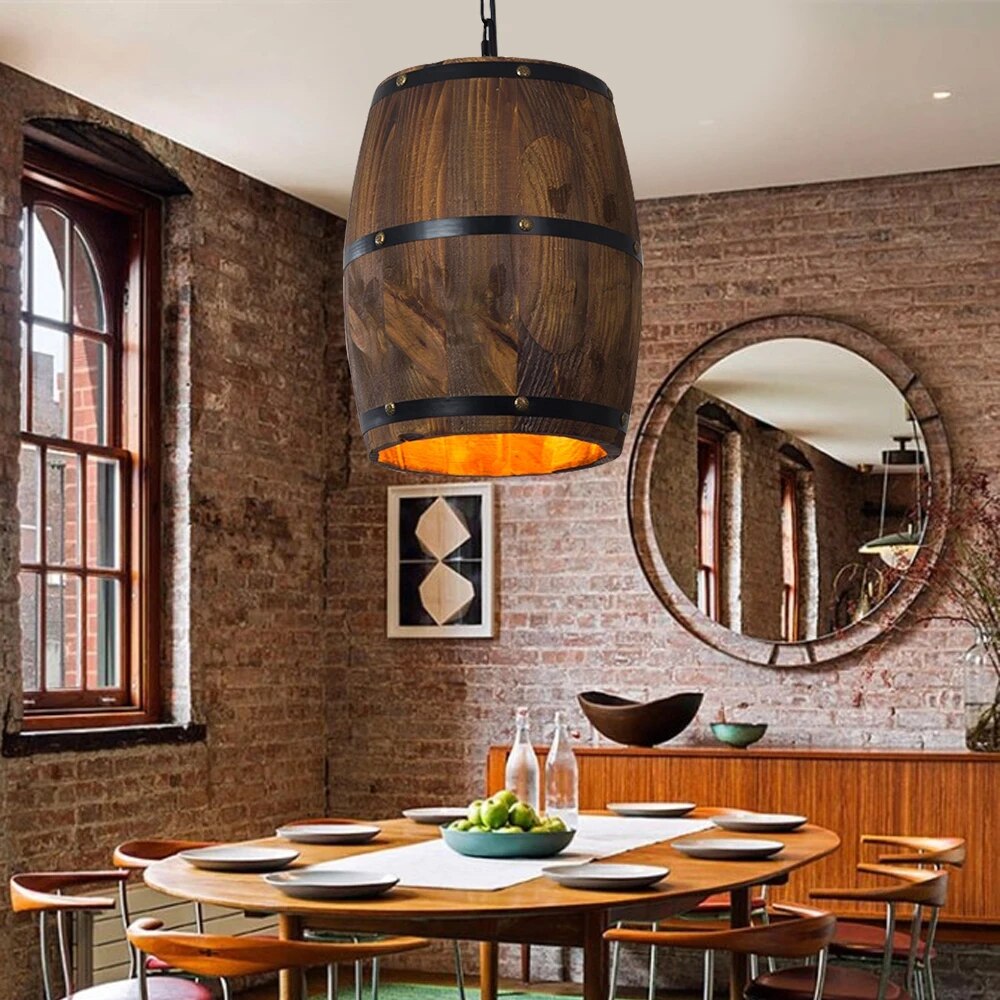 Retro Wine Barrel Pendant Light