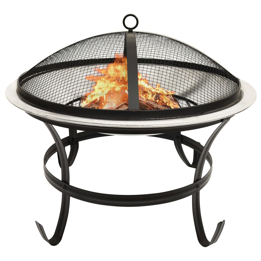 22-inch Outdoor Patio Stainless Steel Fire Pit Bowl BBQ Grill for Backyard, Camping, Picnic - justforyoushopping23