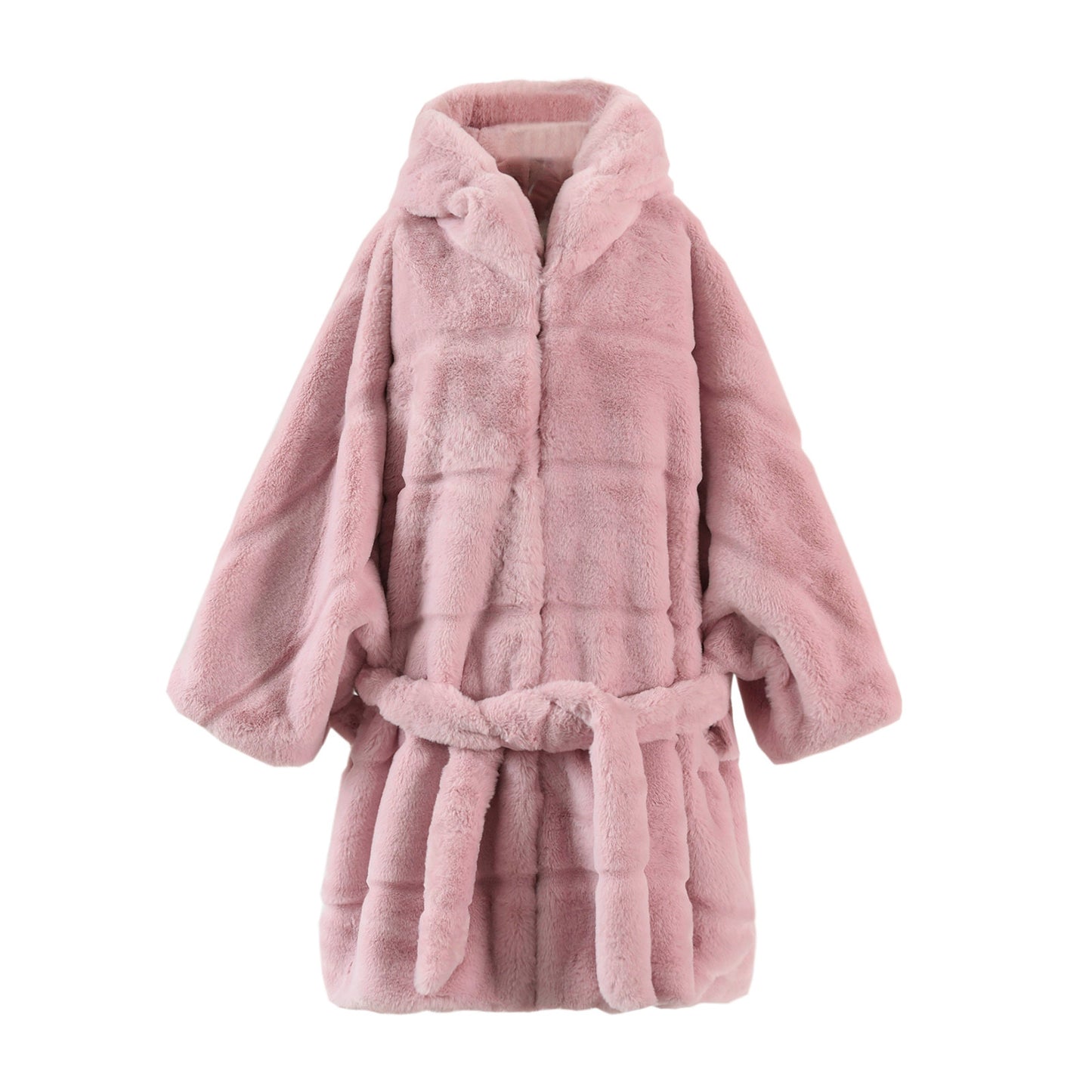 Elegant Faux Fur Coat Women Hooded Jacket Winter Fashion Warm Outwear Casual Solid Long Sleeve