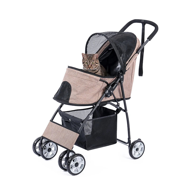 Stable Pet Dog Carrier Stroller Outdoor Puppy, Cat Baby Cart 2 Colors Light Foldable Large Space Jogger Stroller