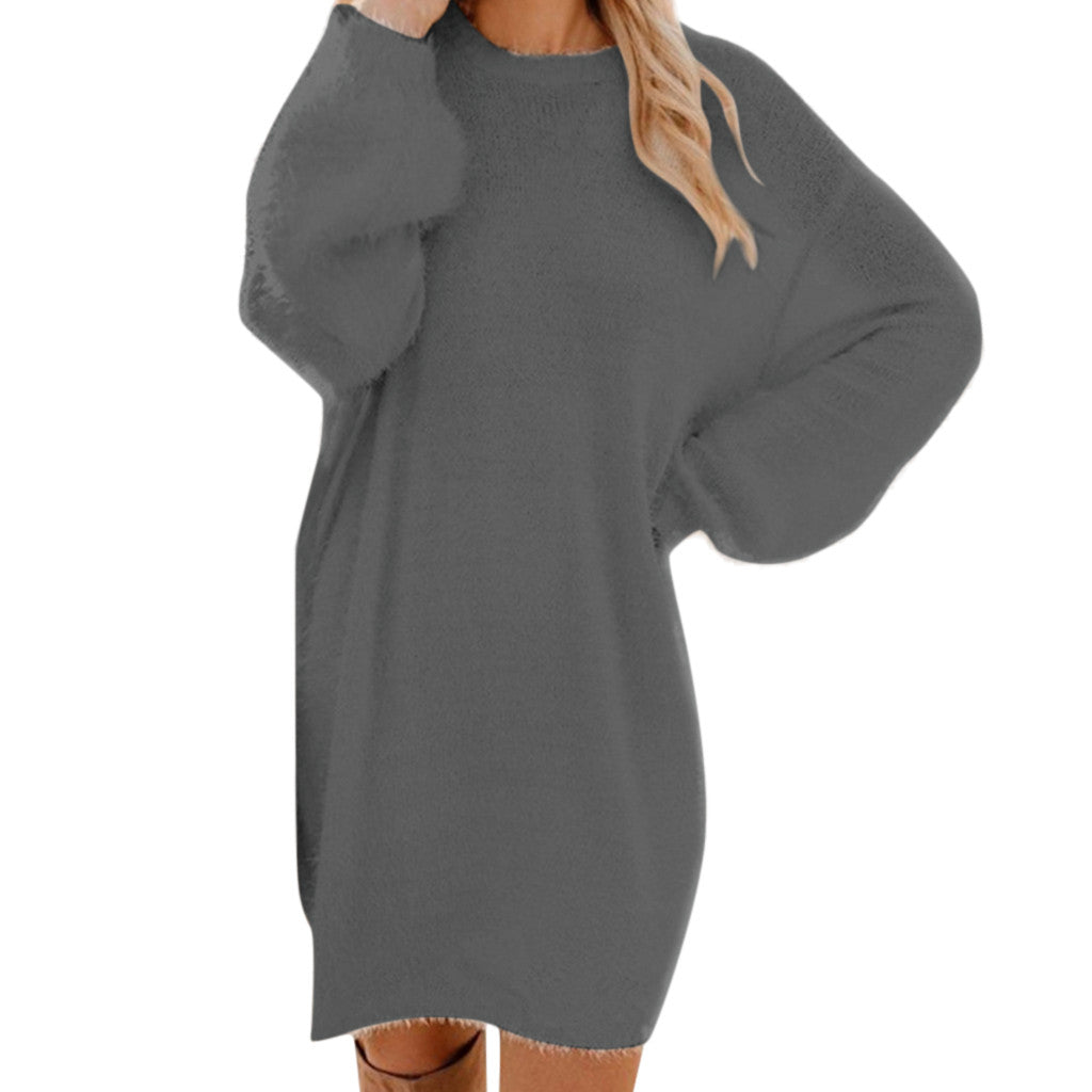 Women Sweater Dresses Autumn Winter Warm Turtleneck Pullovers Tops New Casual Long Sleeve Jumper Ladies Sweater Dress