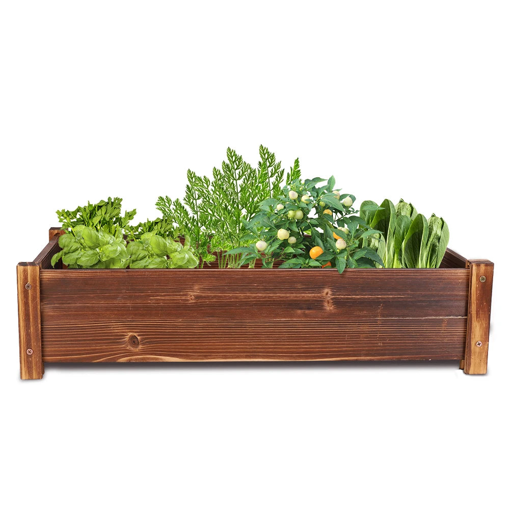 Large Rectangular Wooden Planters Garden Outdoor Flower Plant Herbs Pot Boxes