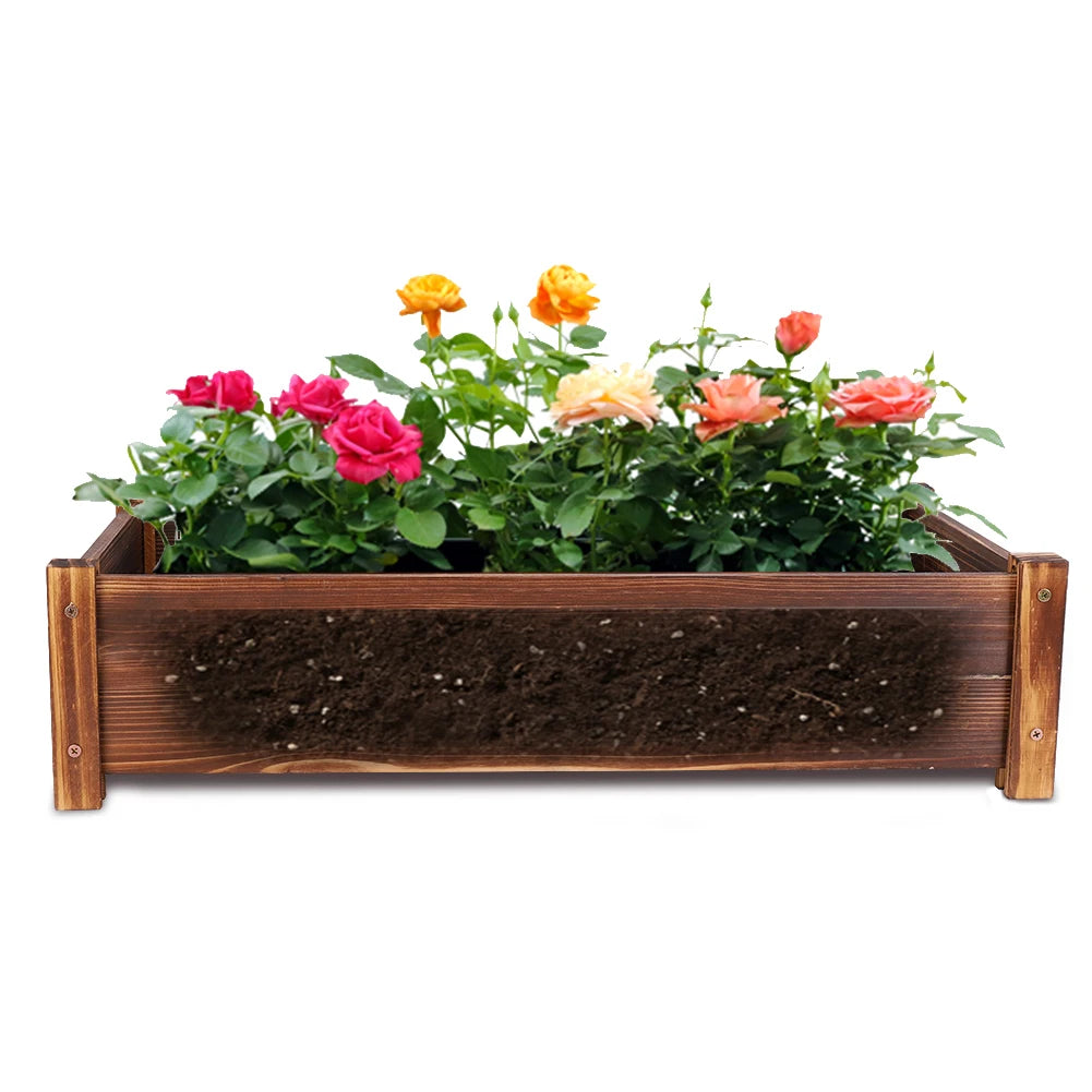 Large Rectangular Wooden Planters Garden Outdoor Flower Plant Herbs Pot Boxes