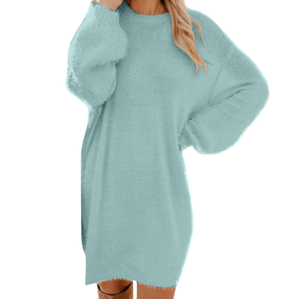 Women Sweater Dresses Autumn Winter Warm Turtleneck Pullovers Tops New Casual Long Sleeve Jumper Ladies Sweater Dress