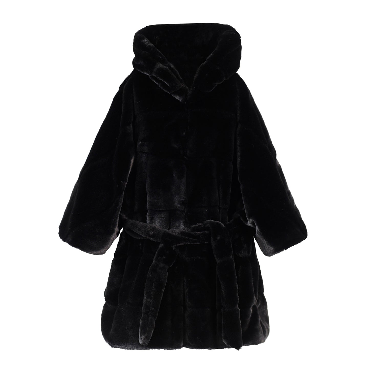 Elegant Faux Fur Coat Women Hooded Jacket Winter Fashion Warm Outwear Casual Solid Long Sleeve